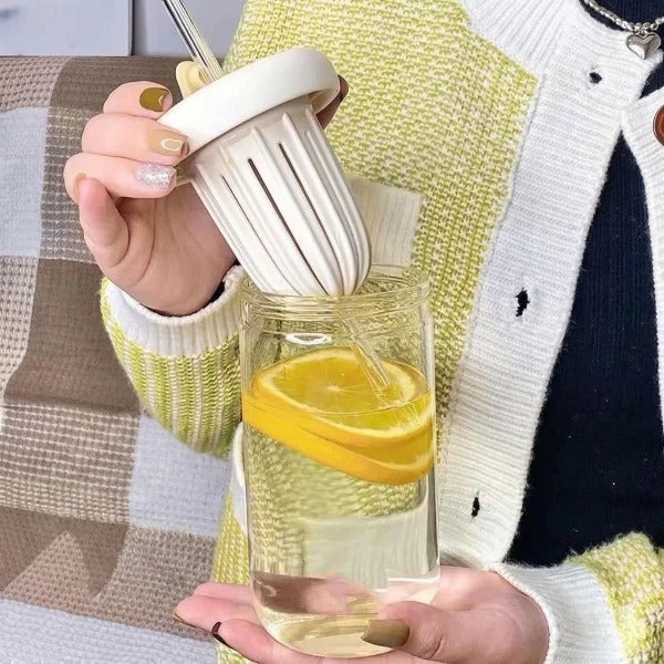 Restocked🥰🥰 Cute Flower Glass Cup with Straw