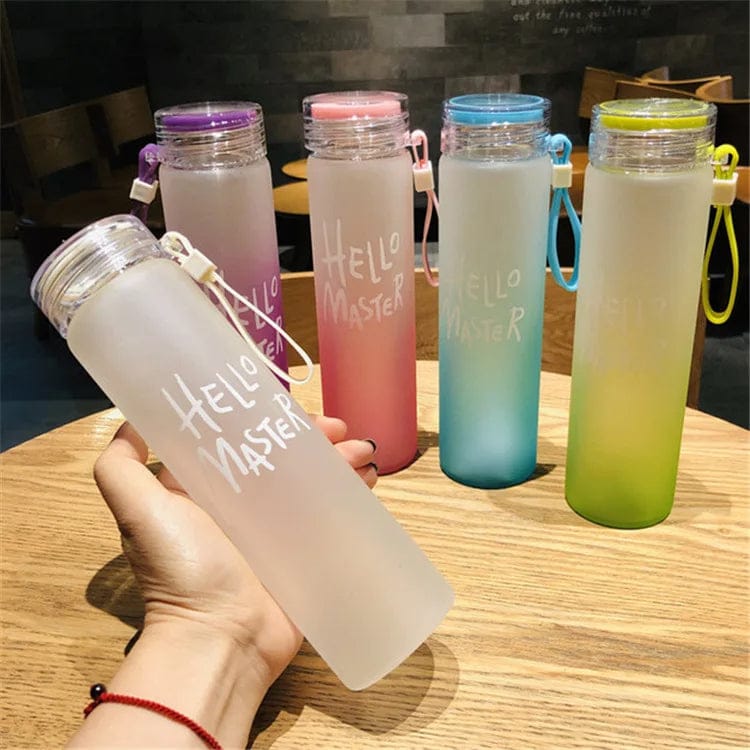 Gradient Color Glass Water Bottle Portable Frosted Colorful Drinking Bottles Random Colours