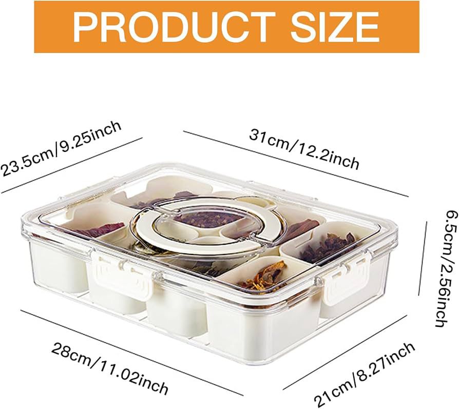 Multifunctional 8 Compartments Acrylic Plastic Food Snack Box