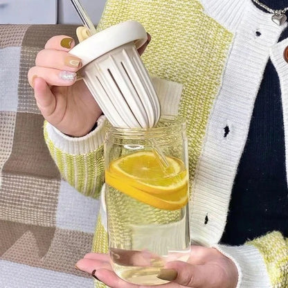 Restocked🥰🥰 Cute Flower Glass Cup with Straw
