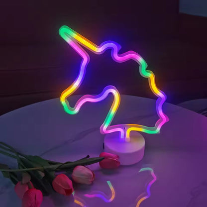 Unicorn Neon LED Night Light 2 in 1 Cell Operated & USB Box Pack