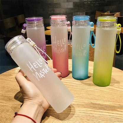 Gradient Color Glass  Water Bottle Portable Frosted Colorful Drinking Bottles  Random Colours