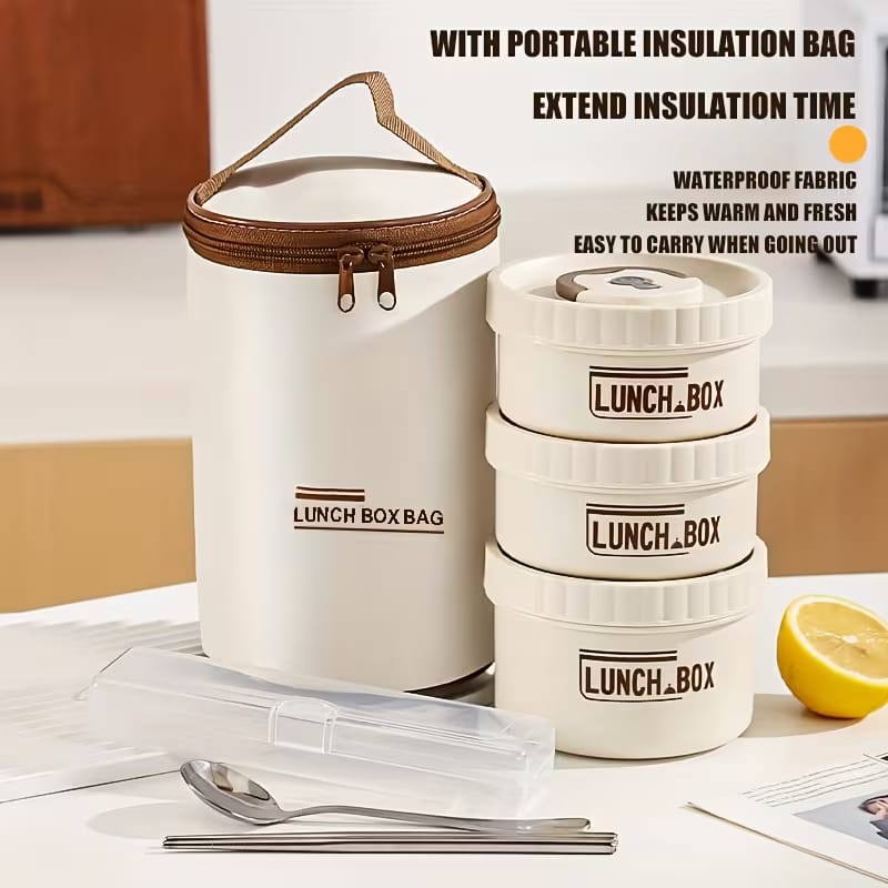 3PCs Stainless Steel Heat Insulated Lunch Boxes