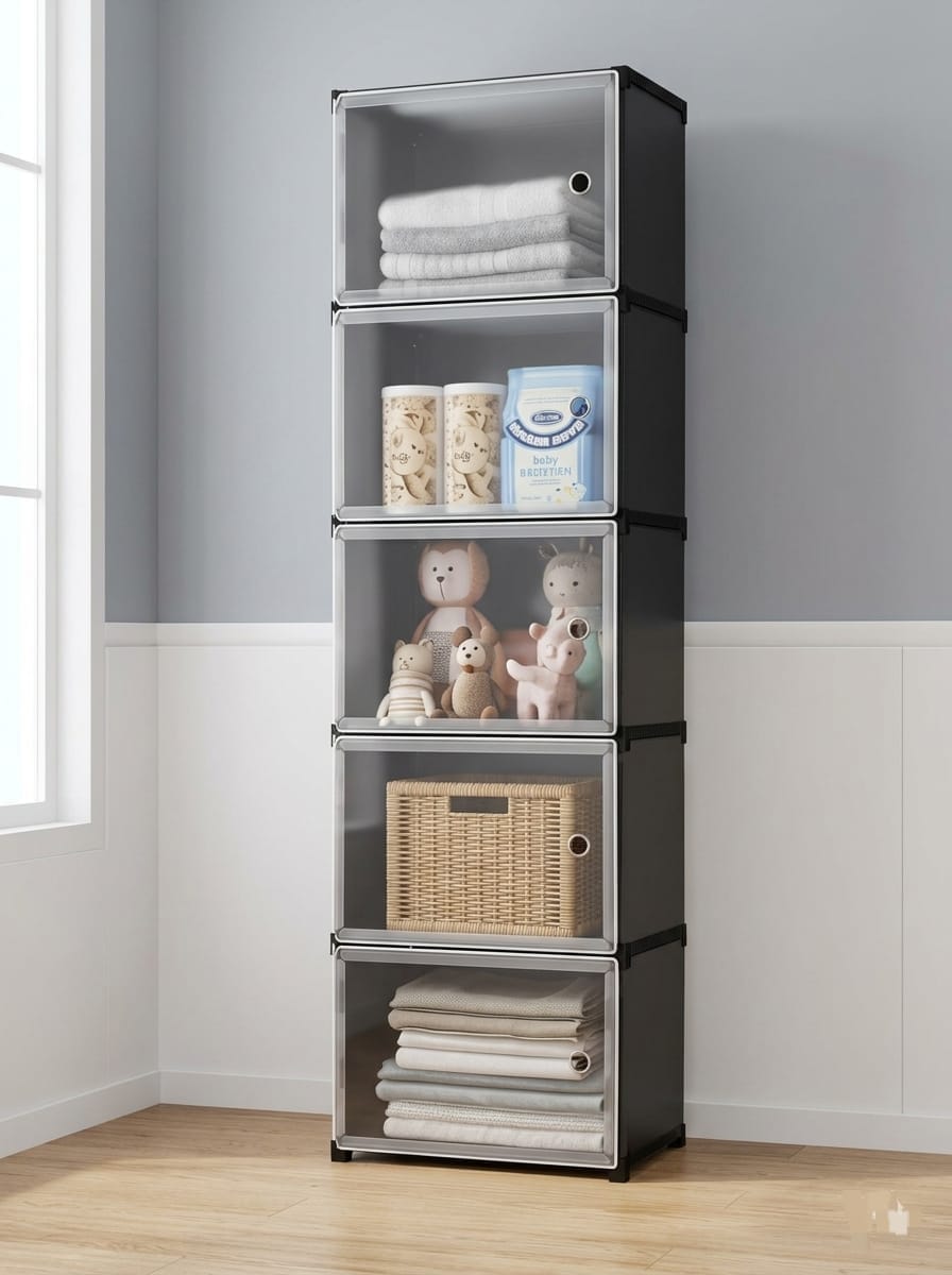 Modern Classical Plastic Layer & Drawer Storage Cabinet Wardrobe