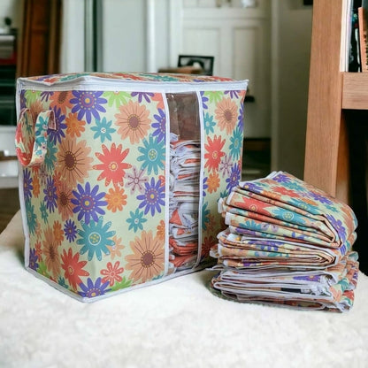 High-Quality Printed Jumbo Size Storage Bag & Organizer for Clothes & Blanket