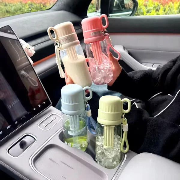 Transparent Water Bottle With Infuser & Carry strap 800ml