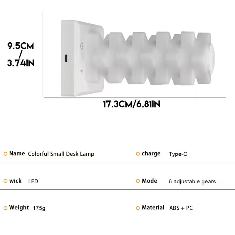 New Creative  Rechargeable LED Standing Bright Desk L Lamp Touch 6-Level Dimming Brightness USB Charging/RGB Ambient Light with Desktop Bottom