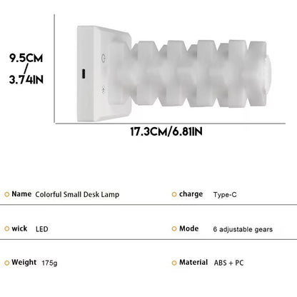 New Creative  Rechargeable LED Standing Bright Desk L Lamp Touch 6-Level Dimming Brightness USB Charging/RGB Ambient Light with Desktop Bottom
