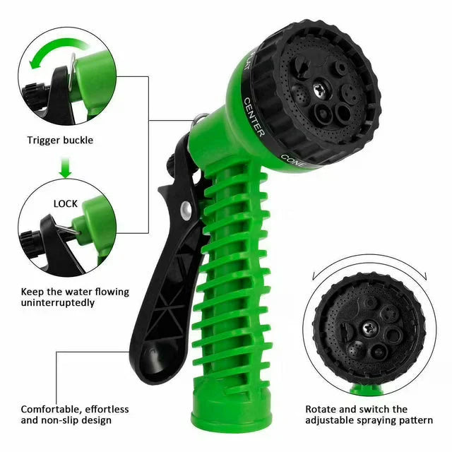 Expandable High Pressure Water Hose Pipe with 7-Mode Spray Nozzle