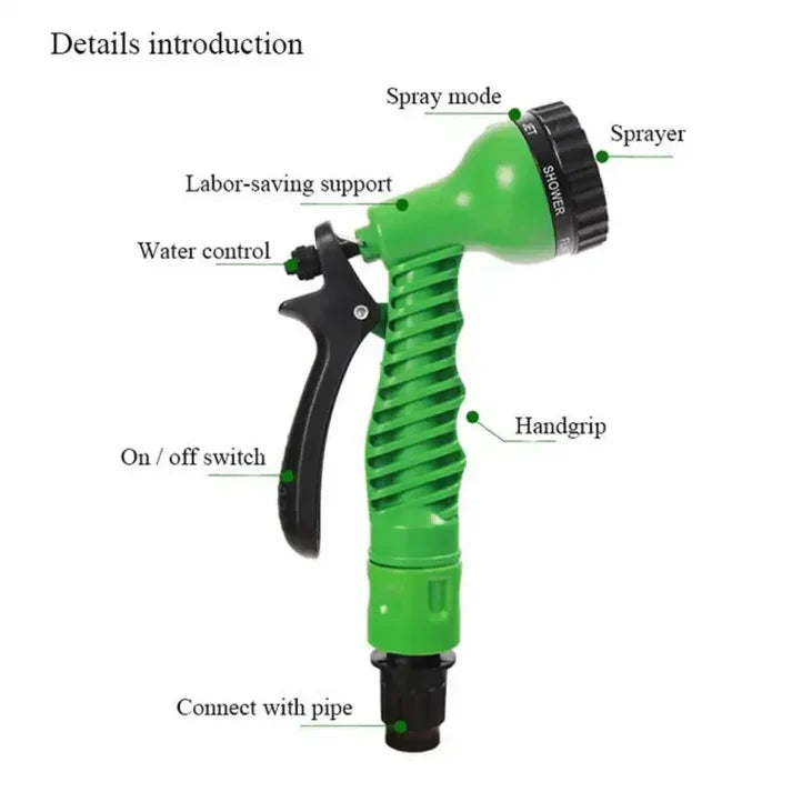 Expandable High Pressure Water Hose Pipe with 7-Mode Spray Nozzle
