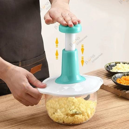 2.0Litre 4 Blades Premium Quality Meat and Vegetable Push Chopper with Stainless Steel Bowl