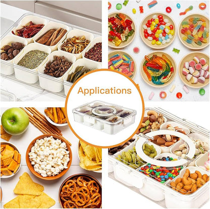 Multifunctional 8 Compartments Acrylic Plastic Food Snack Box