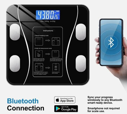 Weighing Scale Bluetooth Body Fat Smart BMI Composition Analyzer – Glossy Black