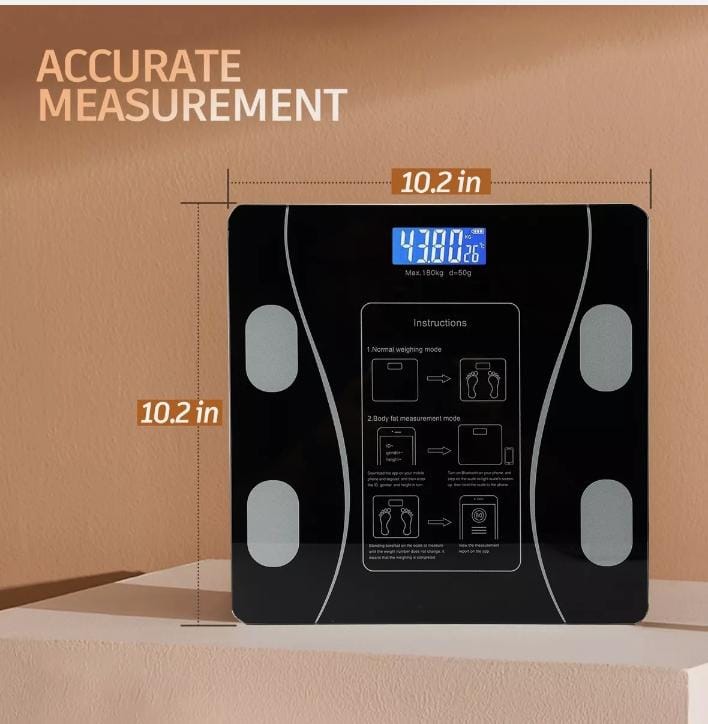 Weighing Scale Bluetooth Body Fat Smart BMI Composition Analyzer – Glossy Black
